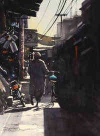 Sarfraz Musawir, 11 x 15 Inch, Watercolor on Paper, Cityscape Painting, AC-SAR-132